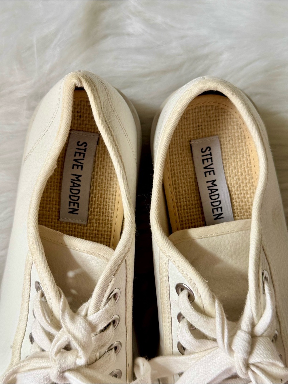 Steve Madden Bobbi30 White Platform Lace-Up Sneakers Size 7M Chunky Casual Shoes - Picture 5 of 11